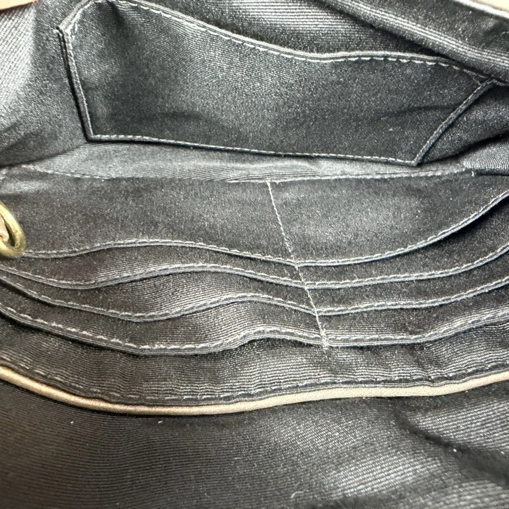 COACH ASHLEY METALLIC BRONZE LEATHER WRISTLET CLUTCH GOLD HARDWARE